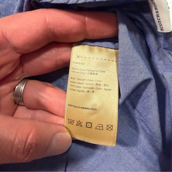 Scotch & Soda‎ Men's Casual Indigo Long Sleeve Button-Down Shirt Size Large - Picture 4 of 9